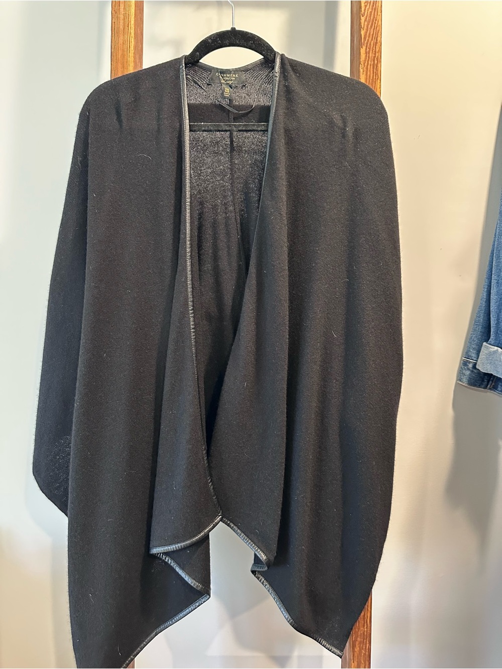 Charter Club Black cashmere Open-Front Draped Poncho Sweater